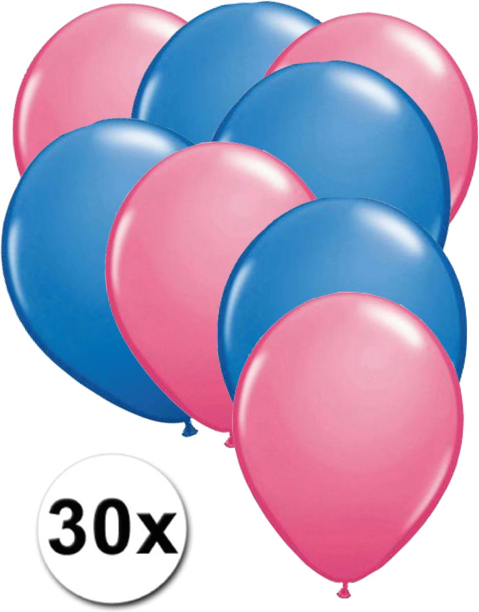 Ballonnen Roze & Blauw 30 stuks 27 cm